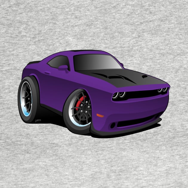 Modern American Purple Muscle Car Cartoon Illustration by hobrath